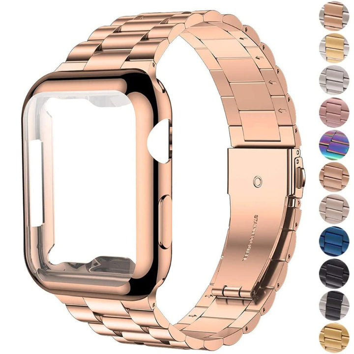 Case and Stainless Steel Strap Replacement Set for Apple Watches