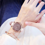 Glittering Starry Sky Fashion with Vegan Leather Strap Quartz Watches