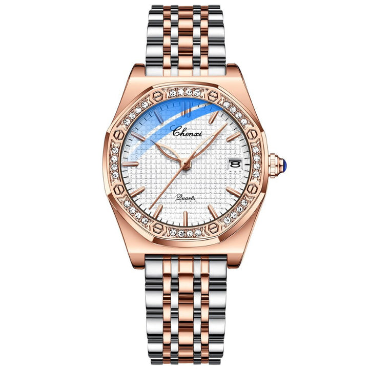 Elegant Fashion Rhinestone Accented Octagonal Case Women's Quartz Watches