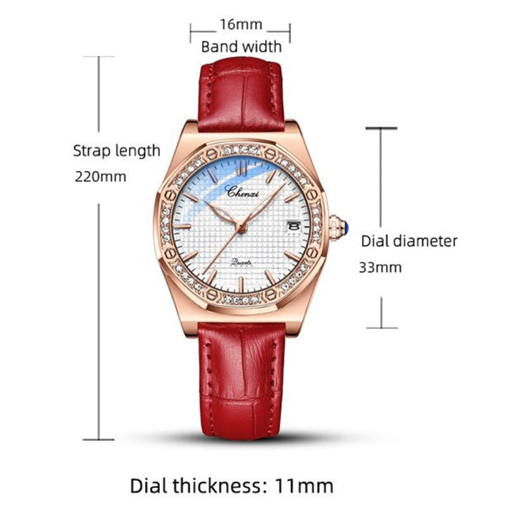 Elegant Fashion Rhinestone Accented Octagonal Case Women's Quartz Watches