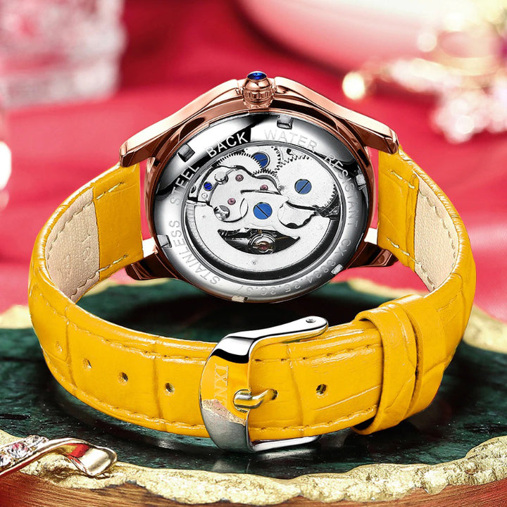 Rhinestone Embellished Hollow Butterfly Dial Automatic Watches