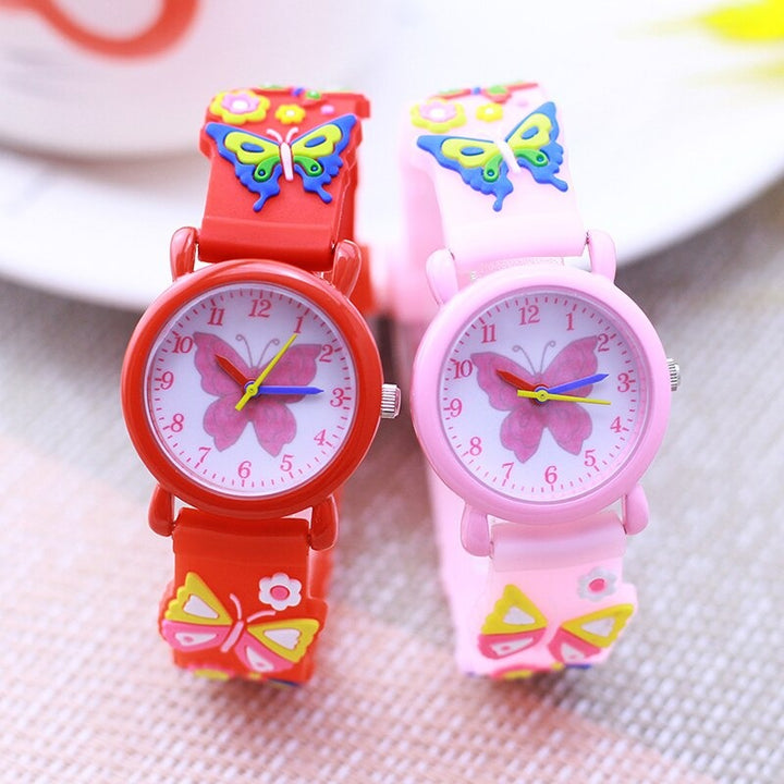 Colorful Butterfly Fashion Silicone Strap Quartz Watches for Kids