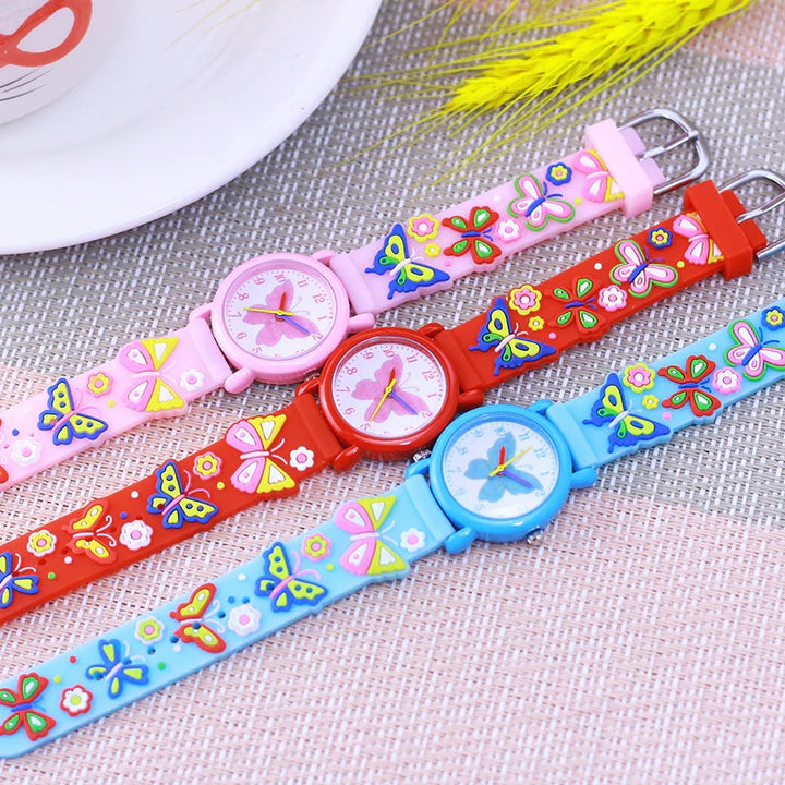 Colorful Butterfly Fashion Silicone Strap Quartz Watches for Kids