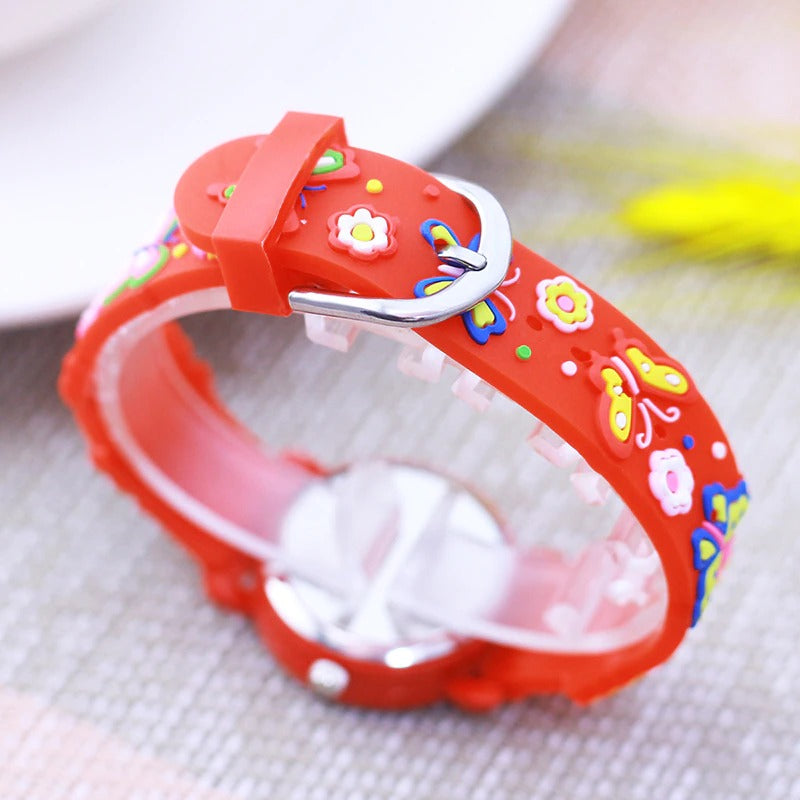 Colorful Butterfly Fashion Silicone Strap Quartz Watches for Kids