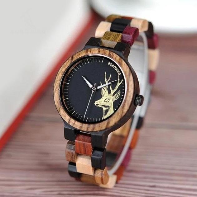 The Wood's Deer™ Couple's Lover Pair Elk Deer Quartz Wooden Watch