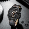 Square Fashion Luminous Dial Vegan Leather Strap Sports Chronograph Men's Watches