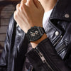 Square Fashion Luminous Dial Vegan Leather Strap Sports Chronograph Men's Watches