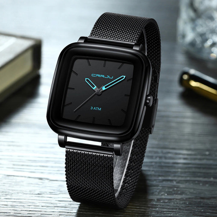 Sporty Rounded Square Case Waterproof Quartz Watches