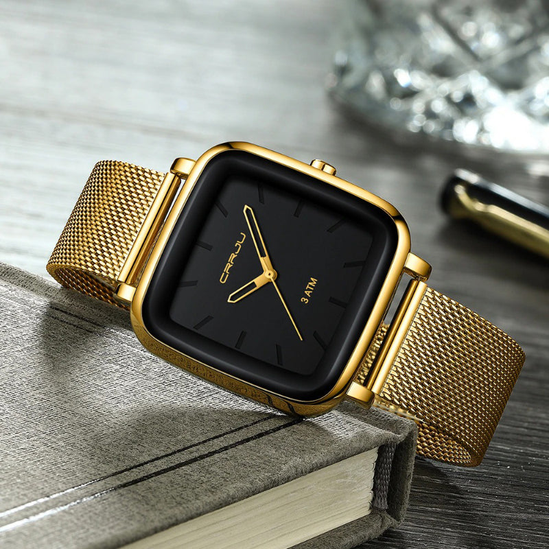 Sporty Rounded Square Case Waterproof Quartz Watches