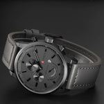 Fashion Leisure Military Style Vegan Leather Strap Quartz Watches
