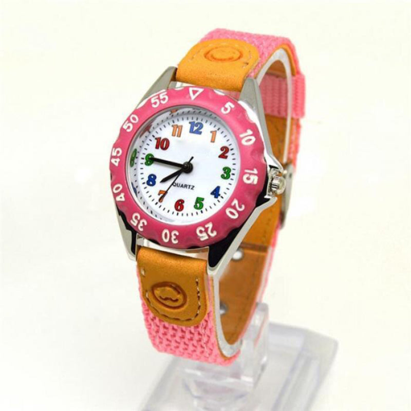 Children's Colorful Numbers-Style Dial Nylon Strap Quartz Watches