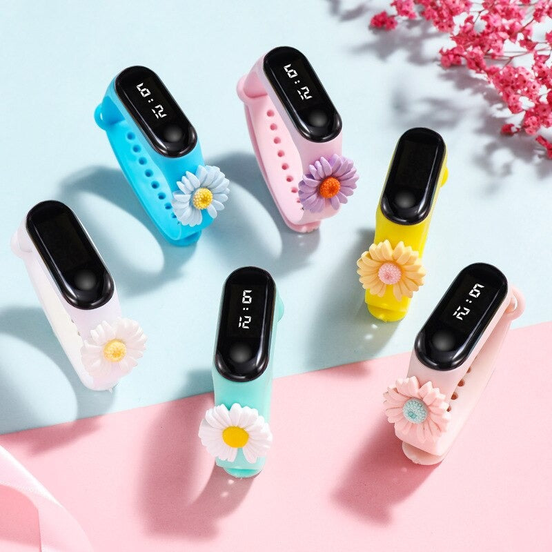 Blooming Flower Silicone Strap Digital Watch for Kids