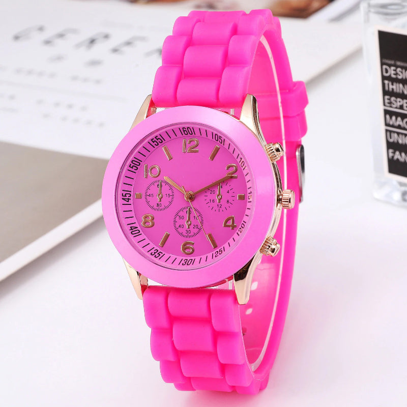 Bright Candy Colored Silicone Strap Quartz Watches