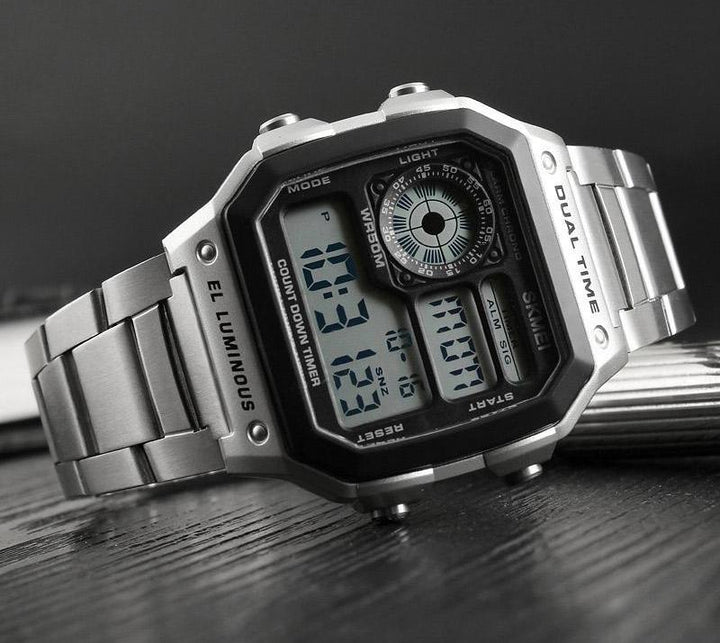 Digital Watch - The Sleek Compass™ Casual Stainless Steel Digital Watches For Men