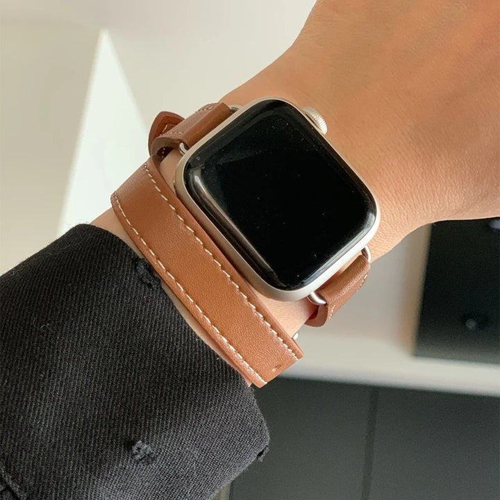 Chic Double Layer Leather Replacement Strap for Apple Watches