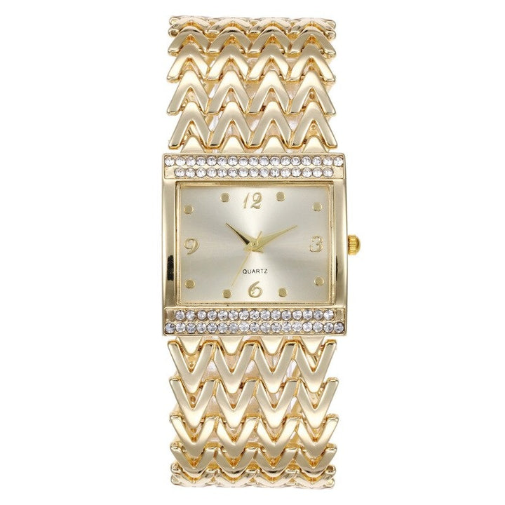 Luxe Rhinestone Adorned Thick Chevron Strap Quartz Watches