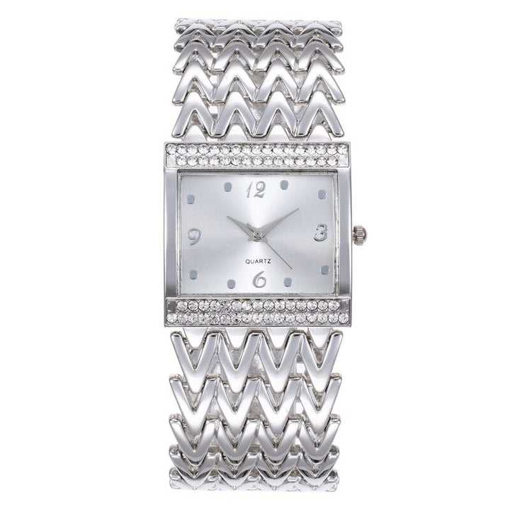 Luxe Rhinestone Adorned Thick Chevron Strap Quartz Watches