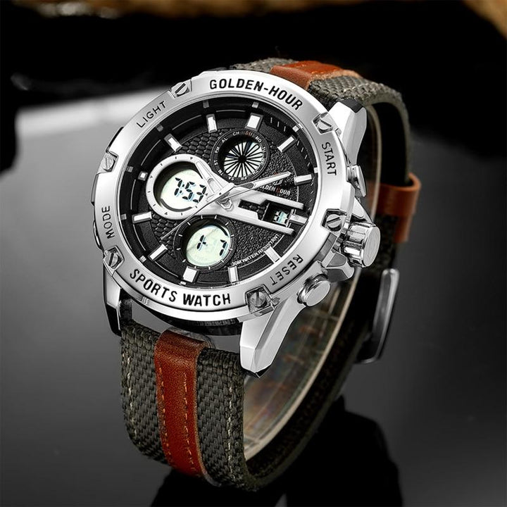 Dual Display Watch - The Golden Hour™ Waterproof LED Display Army Outdoor Watch For Men