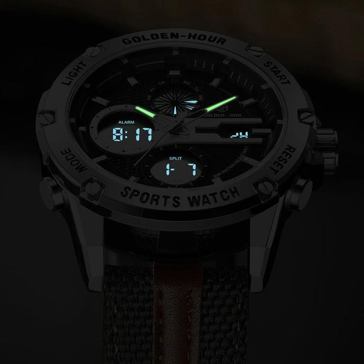 Dual Display Watch - The Golden Hour™ Waterproof LED Display Army Outdoor Watch For Men