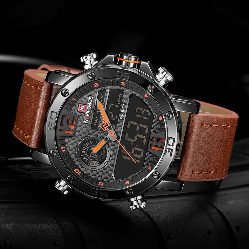 Dual Display Watch - The Leather Navi™ Men's Top Brand Leather Military Sports Watches