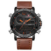 Dual Display Watch - The Leather Navi™ Men's Top Brand Leather Military Sports Watches