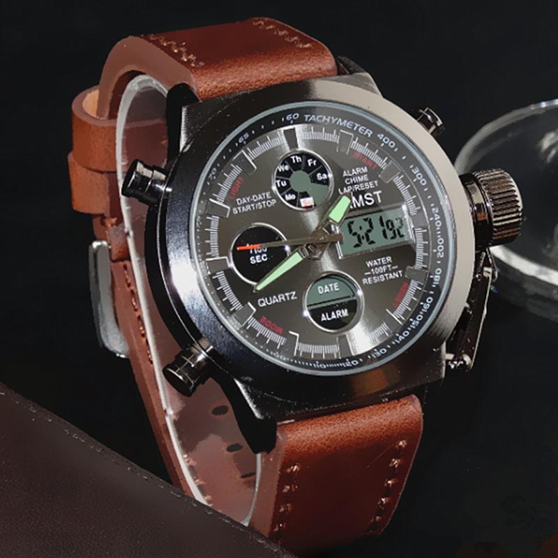 Dual Display Watch - The Military™ Luxury LED Nylon & Leather Strap LED Watches For Men