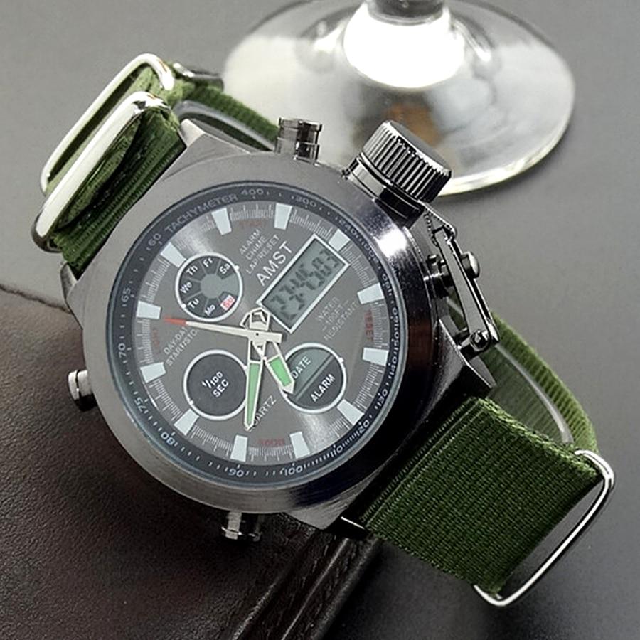 Dual Display Watch - The Military™ Luxury LED Nylon & Leather Strap LED Watches For Men