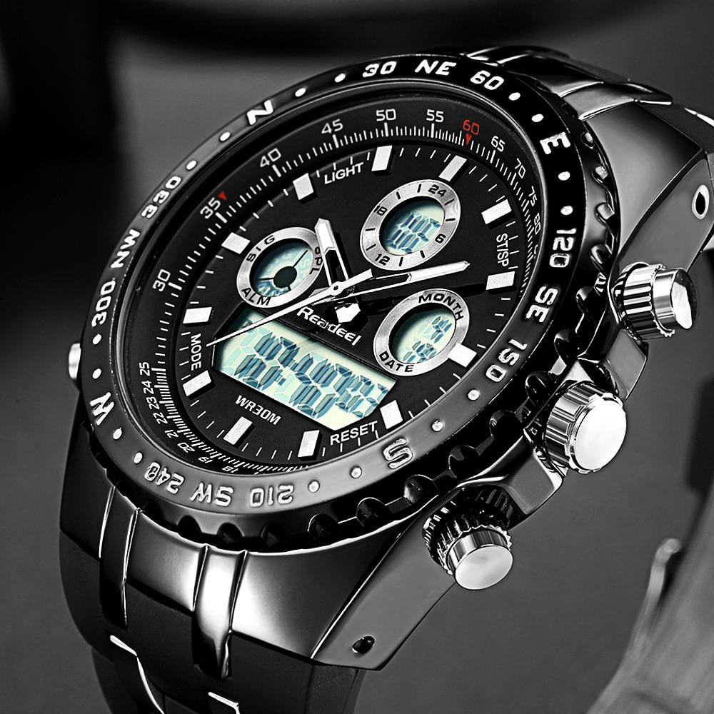 Dual Display Watch - The Quad Readeel™ LED Digital Military Waterproof Sportswatch For Men