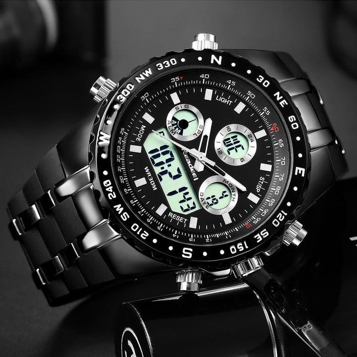 Dual Display Watch - The Quad Readeel™ LED Digital Military Waterproof Sportswatch For Men