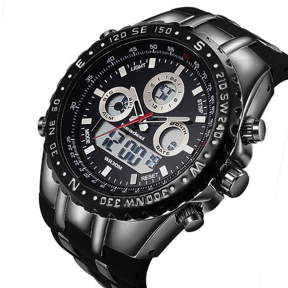 Dual Display Watch - The Quad Readeel™ LED Digital Military Waterproof Sportswatch For Men