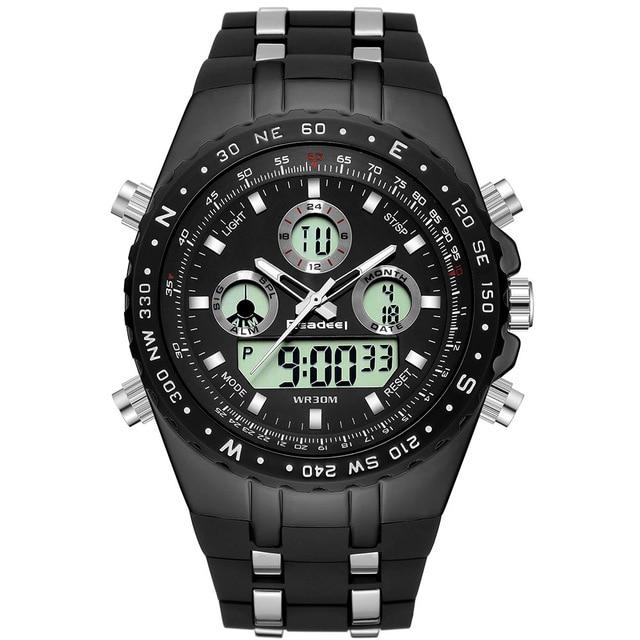 Dual Display Watch - The Quad Readeel™ LED Digital Military Waterproof Sportswatch For Men