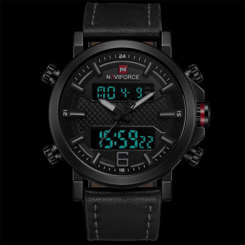 Dual Display Watch - The Rough Navi™ Men's Leather LED Analog Sports Watch