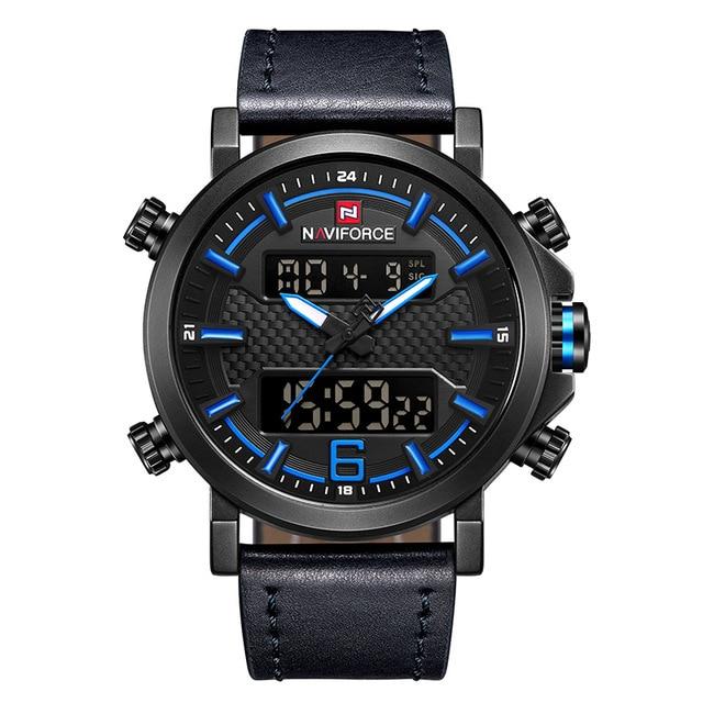 Dual Display Watch - The Rough Navi™ Men's Leather LED Analog Sports Watch