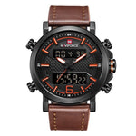 Dual Display Watch - The Rough Navi™ Men's Leather LED Analog Sports Watch