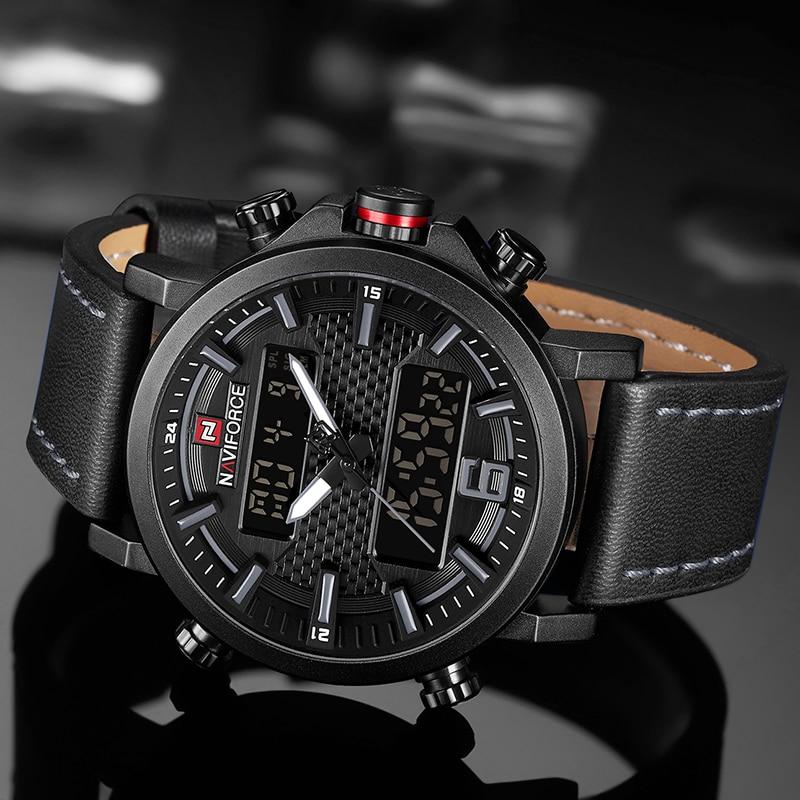 Dual Display Watch - The Rough Navi™ Men's Leather LED Analog Sports Watch