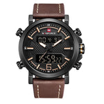 Dual Display Watch - The Rough Navi™ Men's Leather LED Analog Sports Watch