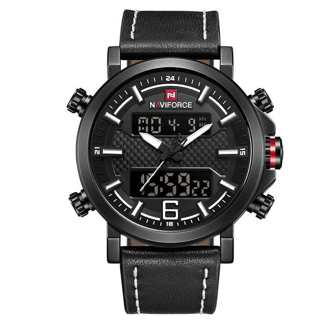 Dual Display Watch - The Rough Navi™ Men's Leather LED Analog Sports Watch