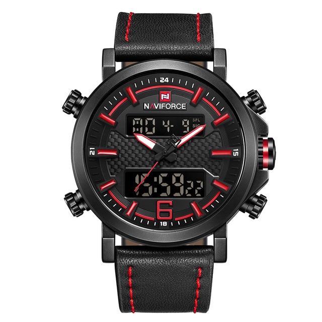 Dual Display Watch - The Rough Navi™ Men's Leather LED Analog Sports Watch