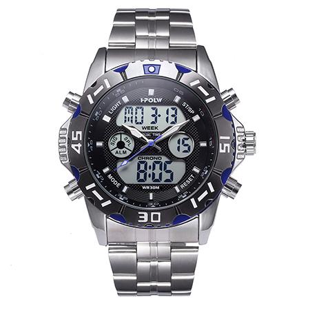 Dual Display Watch - The Tech Hoplw™ Fashion Chrono Waterproof LED Digital Watch For Men