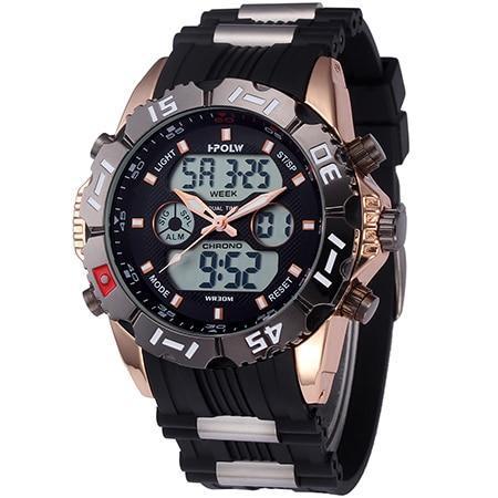 Dual Display Watch - The Tech Hoplw™ Fashion Chrono Waterproof LED Digital Watch For Men