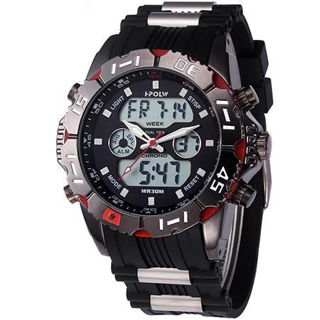 Dual Display Watch - The Tech Hoplw™ Fashion Chrono Waterproof LED Digital Watch For Men