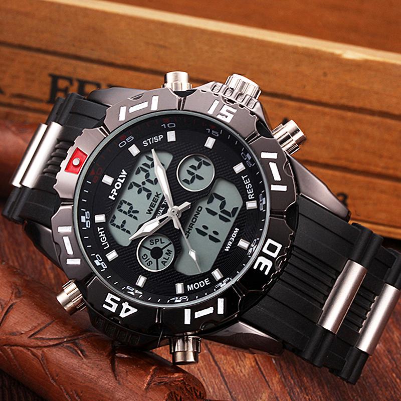 Dual Display Watch - The Tech Hoplw™ Fashion Chrono Waterproof LED Digital Watch For Men