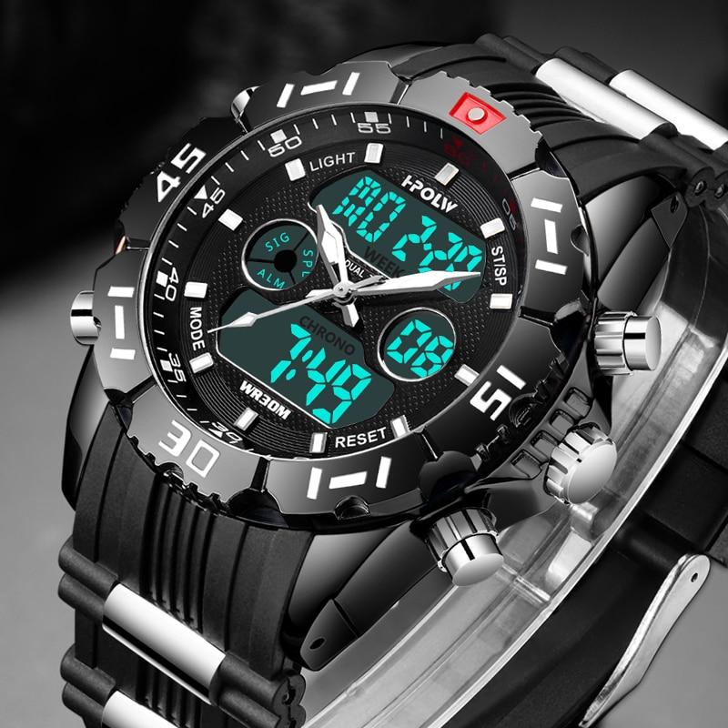 Dual Display Watch - The Tech Hoplw™ Fashion Chrono Waterproof LED Digital Watch For Men