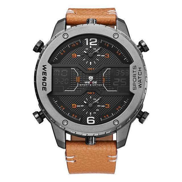 Dual Display Watch - The Weide™ Men's Digital Analog Leather Strap Sports Watch