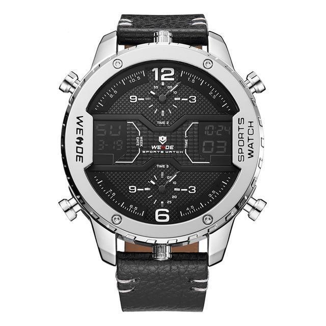 Dual Display Watch - The Weide™ Men's Digital Analog Leather Strap Sports Watch