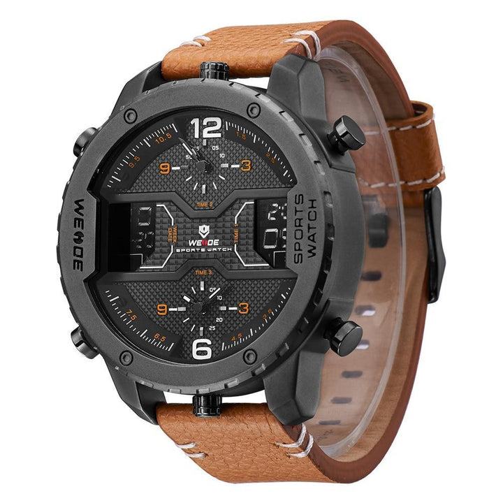 Dual Display Watch - The Weide™ Men's Digital Analog Leather Strap Sports Watch