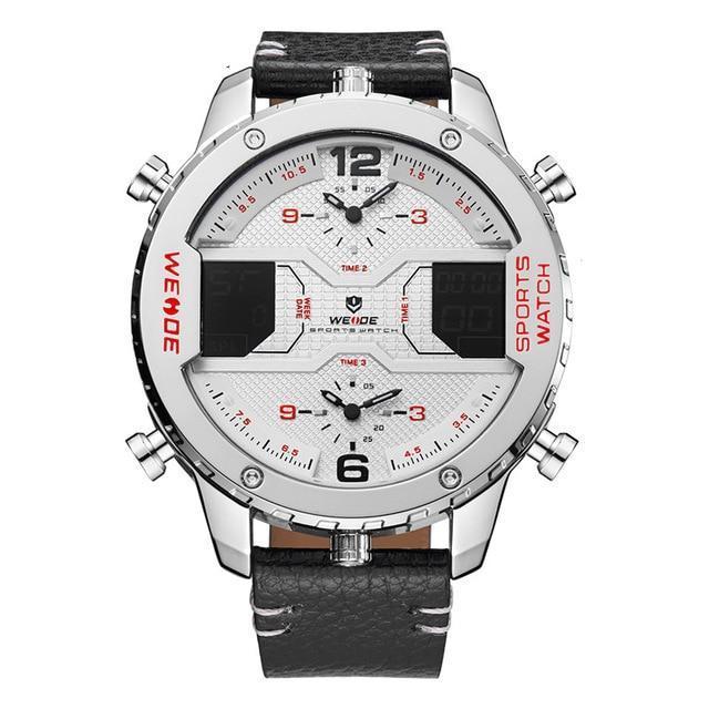 Dual Display Watch - The Weide™ Men's Digital Analog Leather Strap Sports Watch