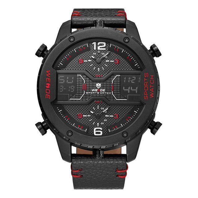 Dual Display Watch - The Weide™ Men's Digital Analog Leather Strap Sports Watch