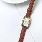 Simply Elegant Rectangle Case with Vegan Leather Strap Quartz Watches