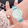Butterfly Studded Dial with Stainless Steel Mesh Band Quartz Watches